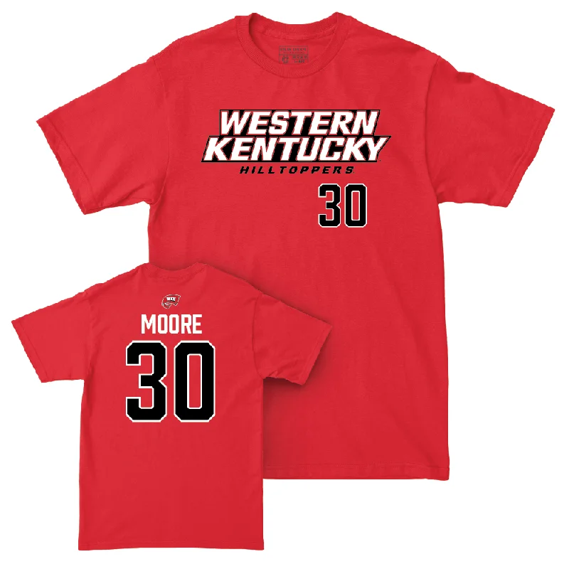 Men's basketball T-shirt cool graphics -WKU Men's Basketball Red Sideline Tee - Teagan Moore | #30