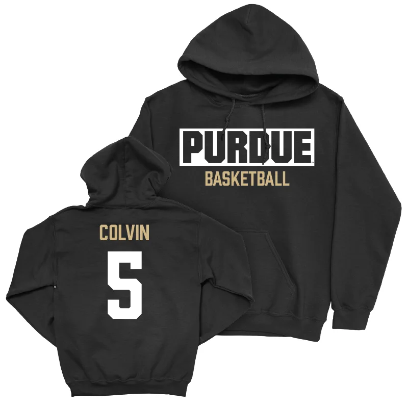 Men's hoodies lightweight-warmth -Men's Basketball Black Staple Hoodie - Myles Colvin | #5