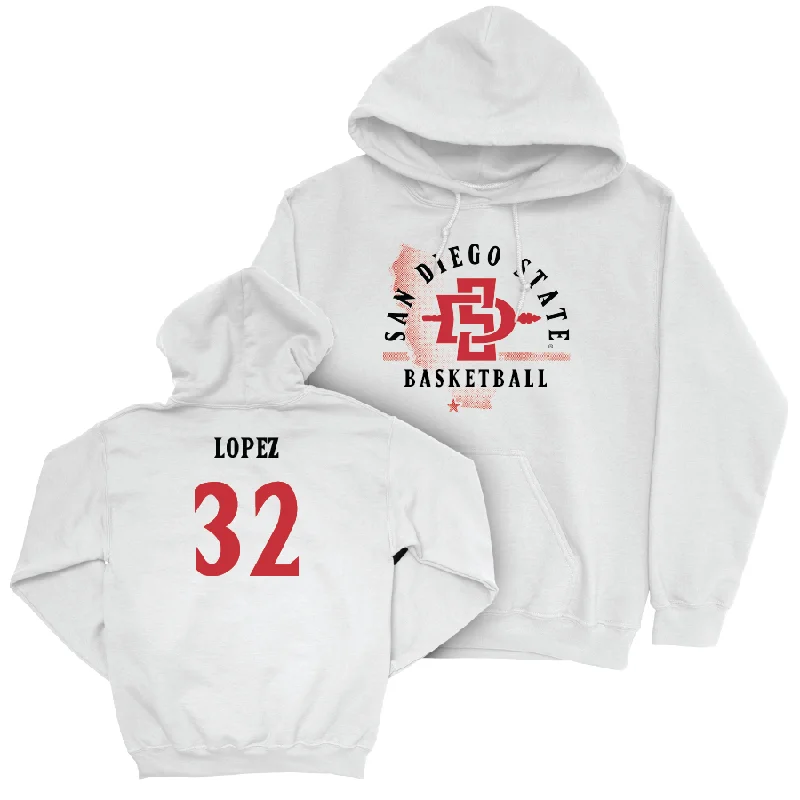 Men's hoodies stretch-design -SDSU Men's Basketball White State Hoodie - Desai Lopez #32