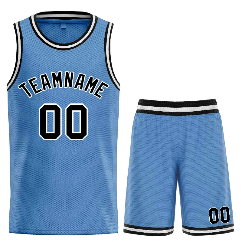 Men's basketball uniform team apparel set -Custom Light Blue Black-White Bull Classic Sets Basketball Jersey