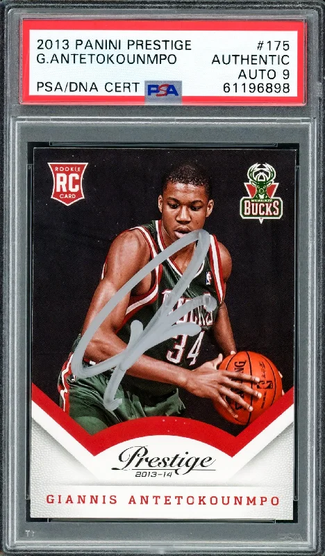 Men's basketball card pro package -Giannis Antetokounmpo Autographed 2013 Panini Prestige Rookie Card #175 Milwaukee Bucks Auto Grade Mint 9 PSA/DNA #61196898