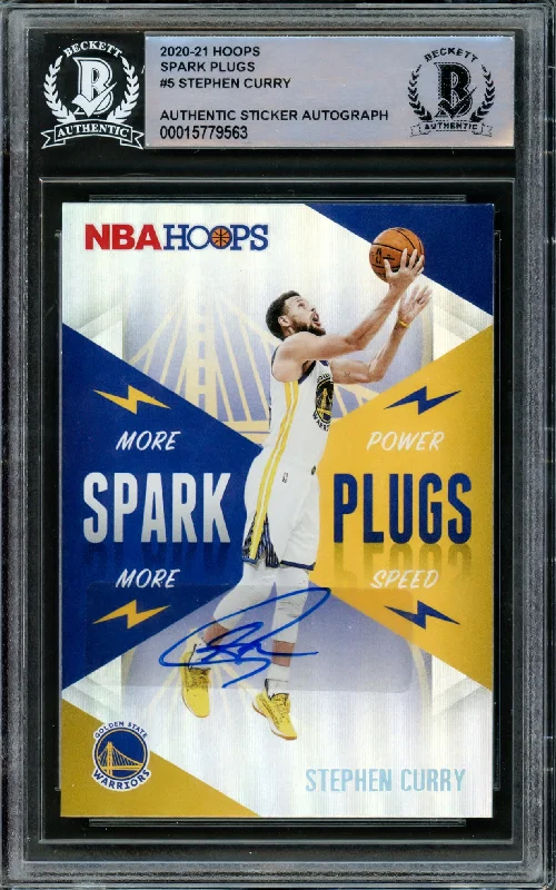 Men's basketball card youth edition -Stephen Curry Autographed 2020-21 Hoops Spark Plugs Card #5 Golden State Warriors Beckett BAS #15779563