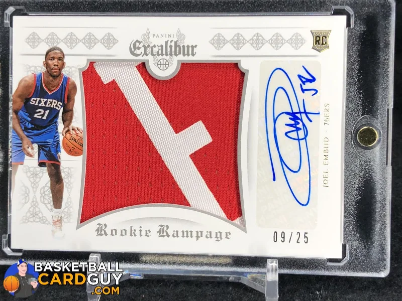 Men's basketball uniform performance outfit -Joel Embiid 2014-15 Panini Excalibur Rookie Rampage Autograph Jerseys Prime Letter RPA #/25