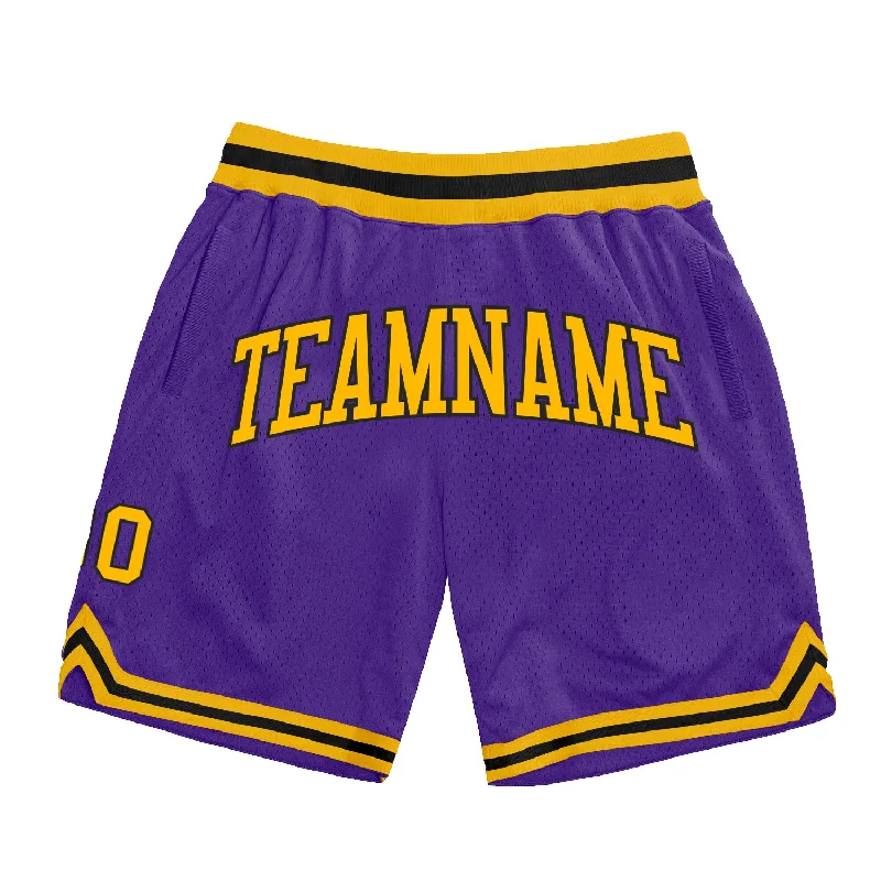 Men's basketball shorts active-bold -Custom Purple Gold-Black Authentic Throwback Basketball Shorts