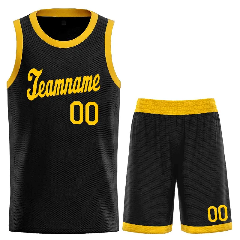 Men's basketball uniform high quality shorts -Custom Black Yellow Classic Sets Sports Uniform Basketball Jersey