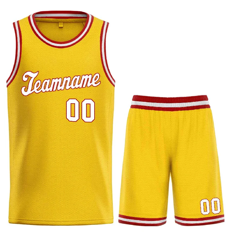 Men's basketball uniform performance clothing -Custom Yellow White-Red Classic Sets Sports Uniform Basketball Jersey