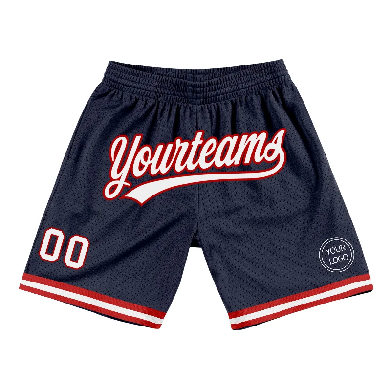 Men's basketball shorts quick-hybrid -Custom Navy White-Red Authentic Throwback Basketball Shorts