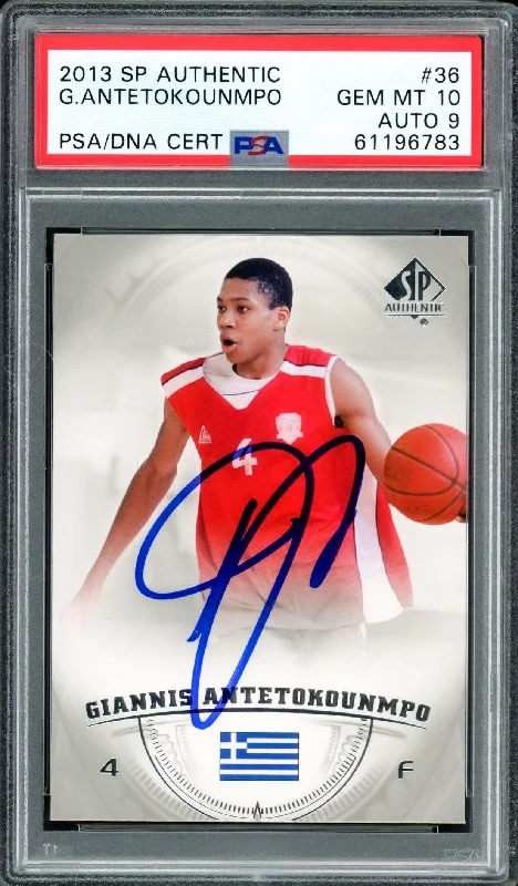 Men's basketball card custom package -Giannis Antetokounmpo Autographed 2013 SP Authentic Rookie Card #36 Milwaukee Bucks PSA 10 Auto Grade Mint 9 PSA/DNA #61196783