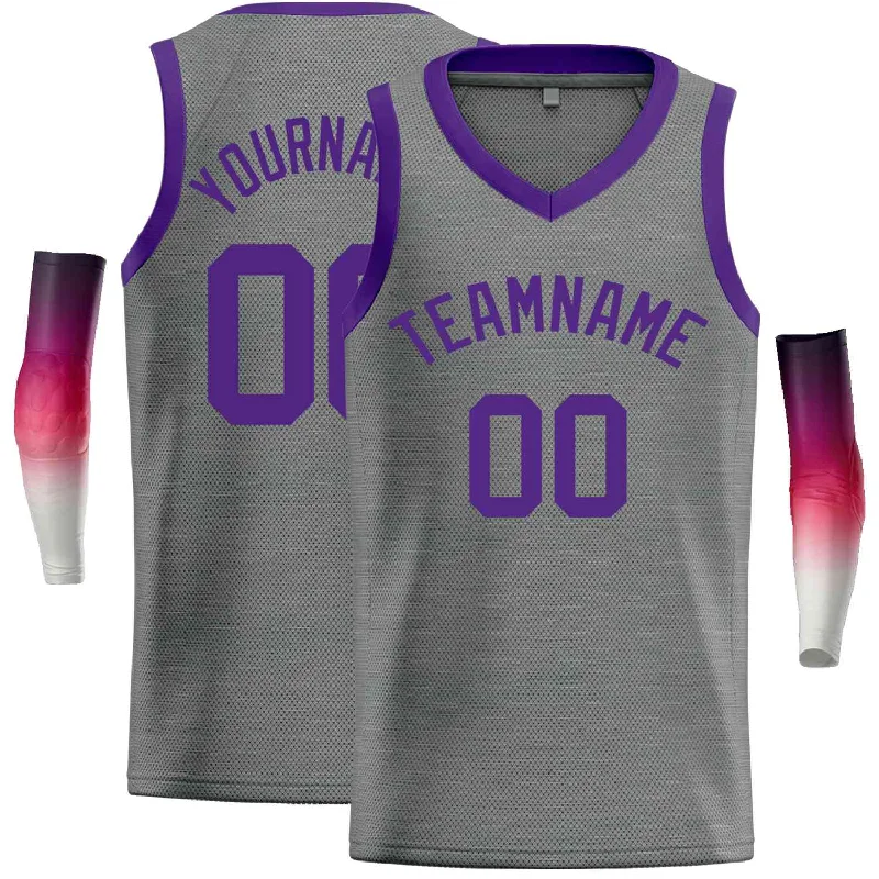 Men's basketball uniform player name -Custom Dark Gray Purple-Classic Tops Men Casual Basketball Jersey