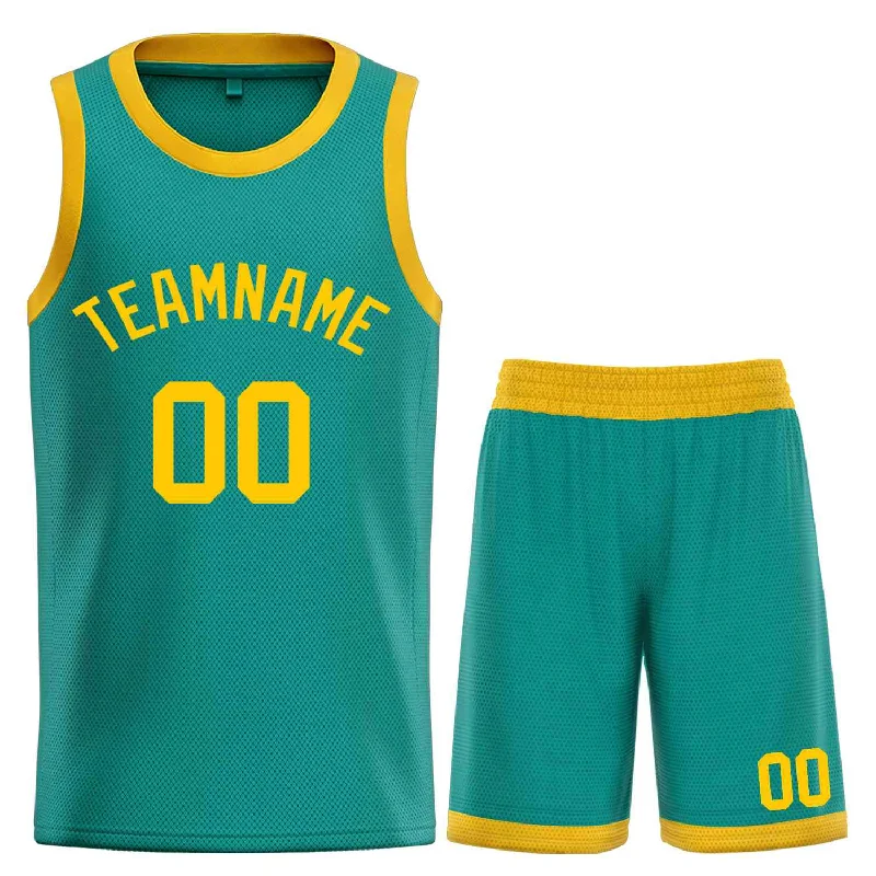 Men's basketball uniform player clothing -Custom Teal Yellow Bull Classic Sets Basketball Jersey