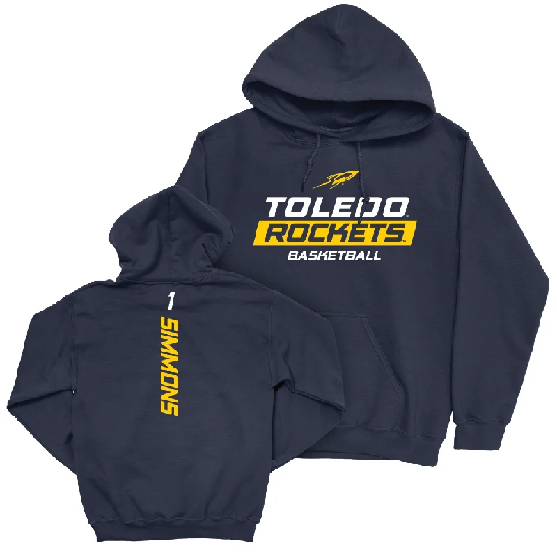 Men's hoodies side-pocket -Toledo Men's Basketball Navy Rush Hoodie - Javan Simmons | #1