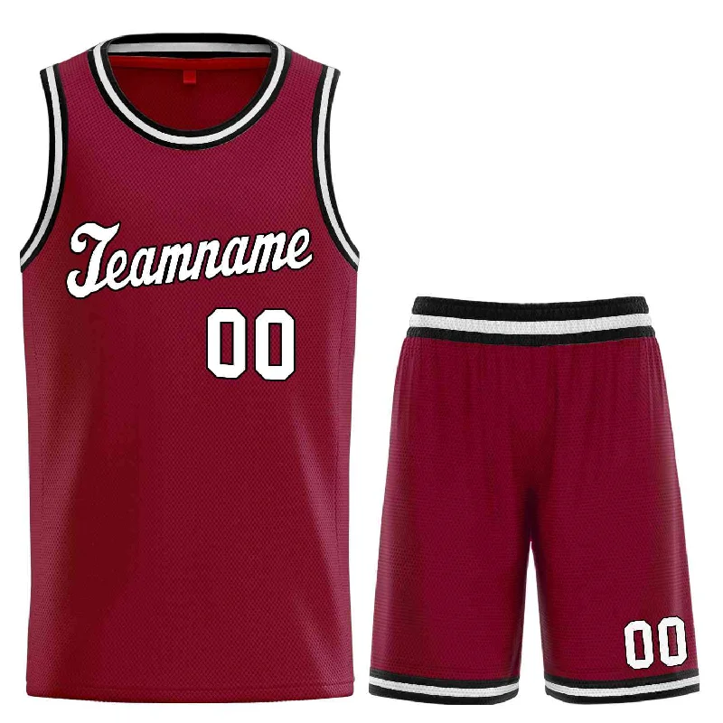 Men's basketball uniform game ready -Custom Maroon White-Black Classic Sets Sports Uniform Basketball Jersey