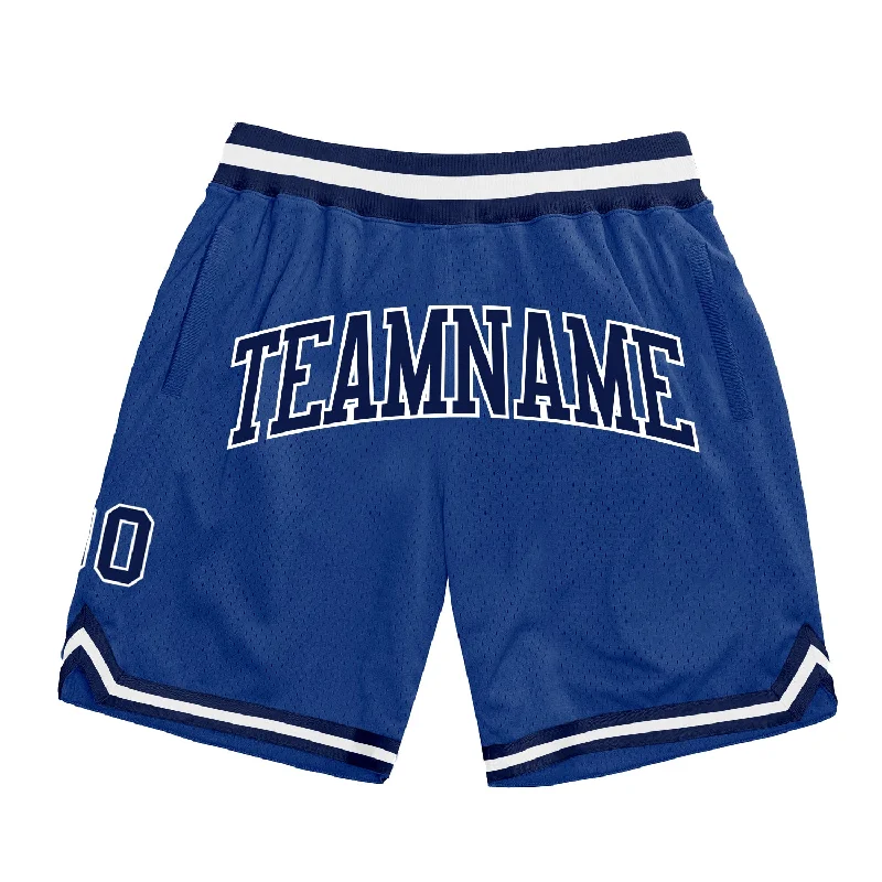 Men's basketball shorts sleek-style -Custom Royal Navy-White Authentic Throwback Basketball Shorts