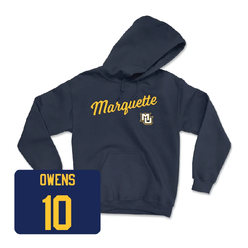 Men's hoodies loose-fit -Navy Men's Basketball Script Hoodie  - Damarius Owens