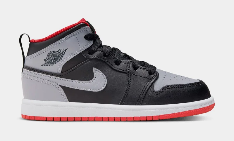 Basketball shoes durable -Air Jordan 1 Mid Grade School Lifestyle Shoes (White/Black/Gym Red)