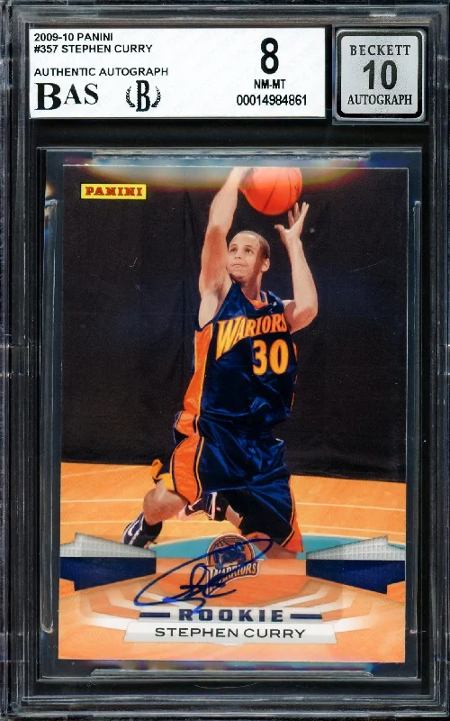 Men's basketball card performance series -Stephen Curry Autographed 2009-10 Panini Rookie Card #357 Golden State Warriors BGS 8 Auto Grade Gem Mint 10 Beckett BAS #14984861