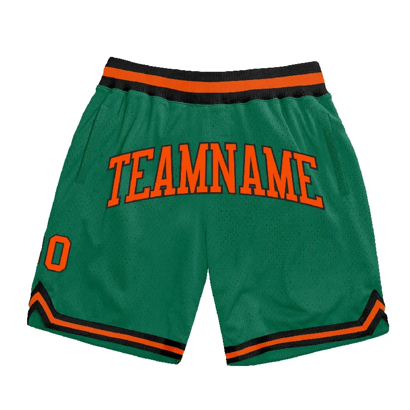 Men's basketball shorts elite-dynamic -Custom Kelly Green Orange-Black Authentic Throwback Basketball Shorts