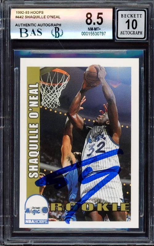 Men's basketball card performance offer -Shaquille "Shaq" O'Neal Autographed 1992-93 Hoops Rookie Card #442 Orlando Magic BGS 8.5 Auto Grade Gem Mint 10 Beckett BAS Stock #214856