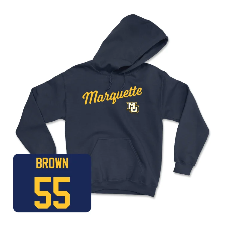 Men's hoodies versatile -Navy Men's Basketball Script Hoodie - Cameron Brown