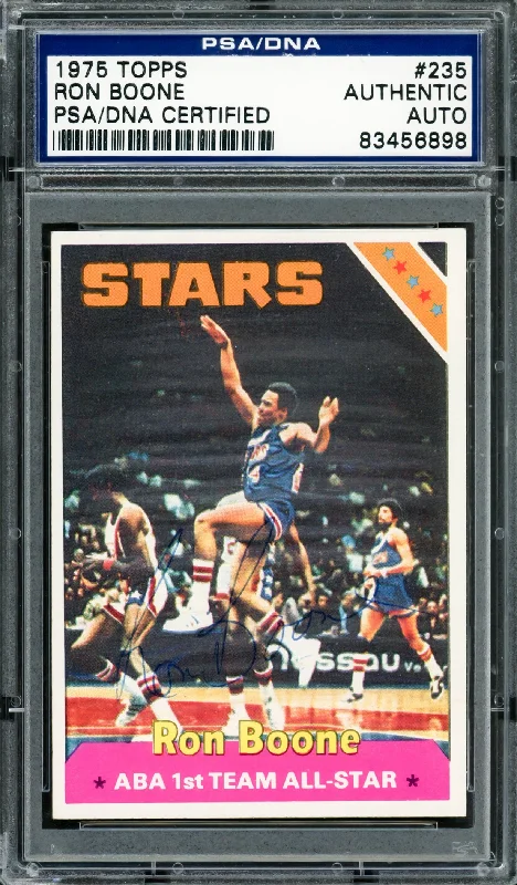 Men's basketball card rare collection -Ron Boone Autographed 1975 Topps Card #235 Utah Stars ABA PSA/DNA #83456898