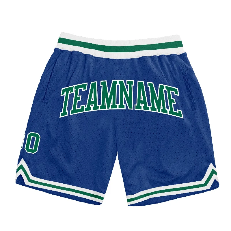 Men's basketball shorts bold-fit -Custom Royal Kelly Green-White Authentic Throwback Basketball Shorts