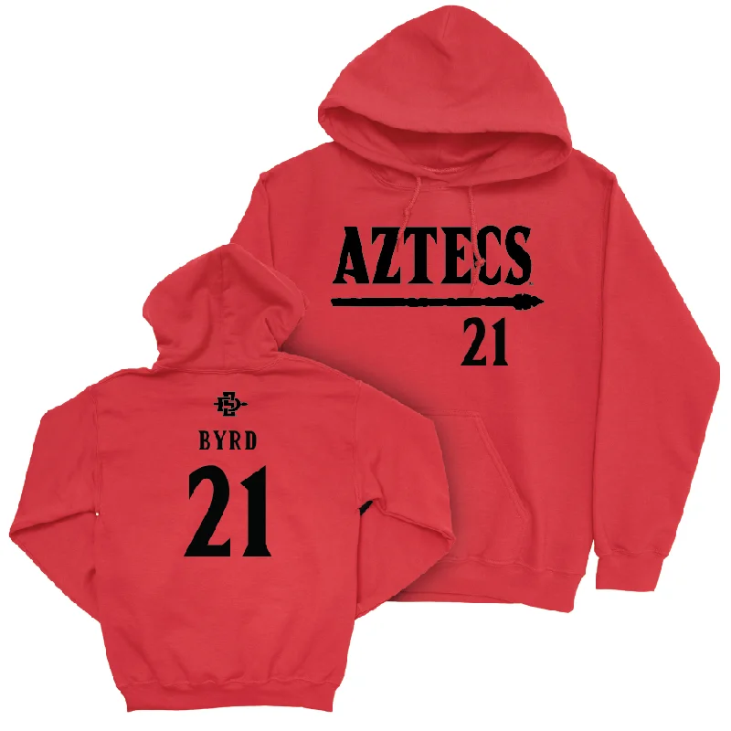 Men's hoodies breathable-comfort -SDSU Men's Basketball Red Staple Hoodie - Miles Byrd #21