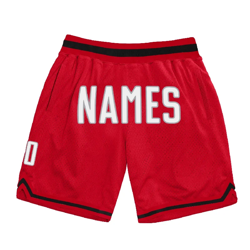 Men's basketball shorts sleek-pro -Custom Red White-Gray Authentic Throwback Basketball Shorts