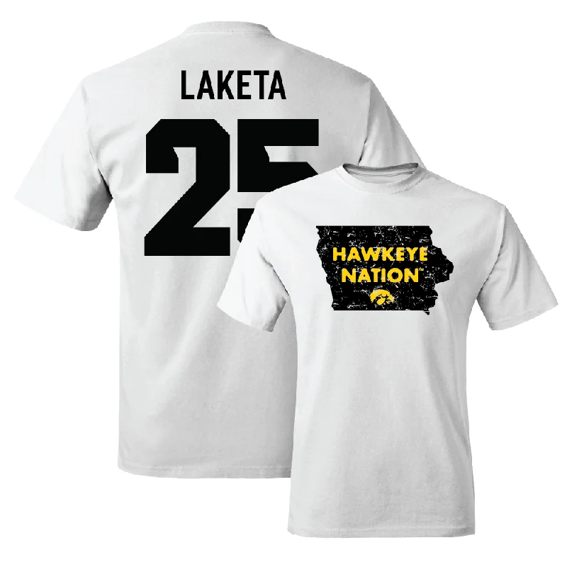 Men's basketball T-shirt team gear set -Men's Basketball White State Comfort Colors Tee - Luc Laketa