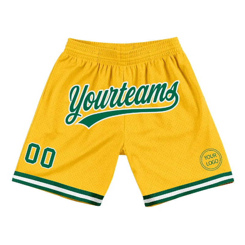 Men's basketball shorts urban-bold -Custom Gold Kelly Green-White Authentic Throwback Basketball Shorts