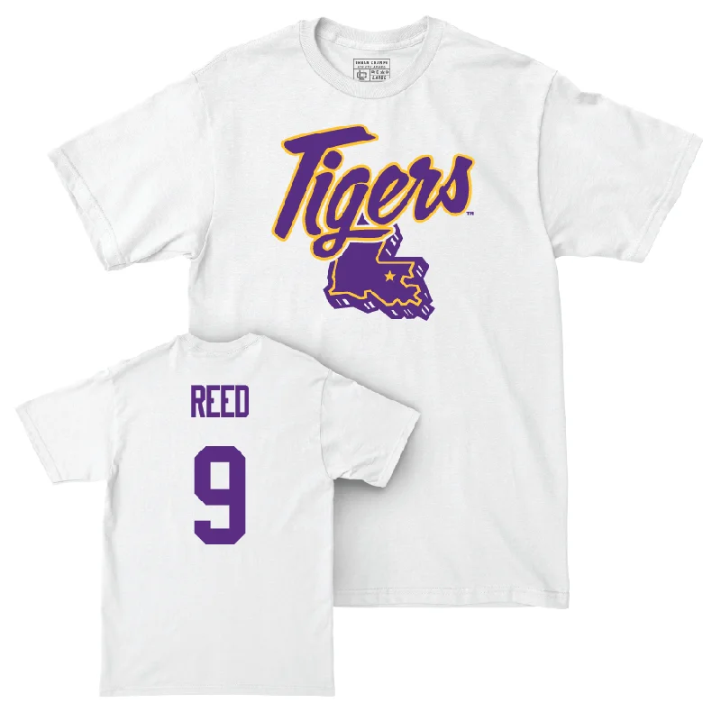 Men's basketball T-shirt breezy tee -Men's Basketball White Tiger State Tee - Jalen Reed