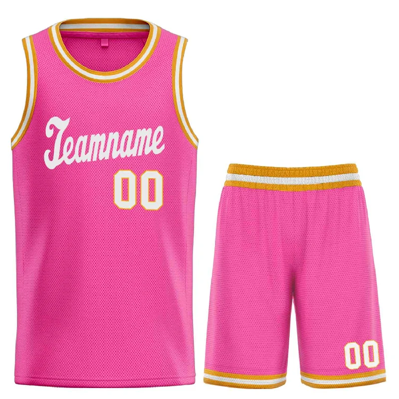 Men's basketball uniform seasonal sale -Custom Pink WhiteClassic Sets Sports Uniform Basketball Jersey