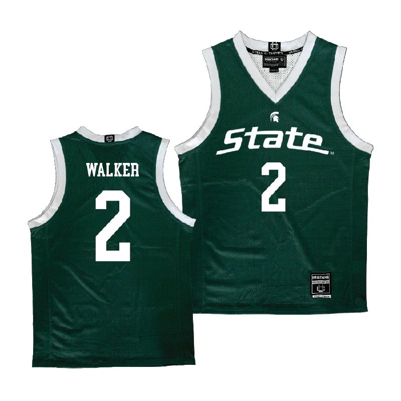 Men's basketball uniform moisture wicking shorts -Green Men's Basketball Michigan State Jersey - Tyson Walker