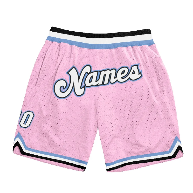 Men's basketball shorts sport-hybrid -Custom Light Pink White-Light Blue Authentic Throwback Basketball Shorts