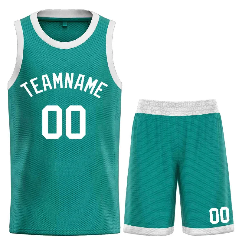 Men's basketball uniform high quality clothing -Custom Teal White Bull Classic Sets Basketball Jersey