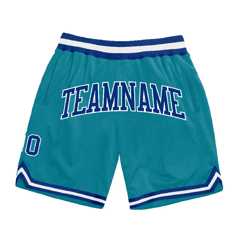 Men's basketball shorts urban-performance -Custom Teal Royal-White Authentic Throwback Basketball Shorts