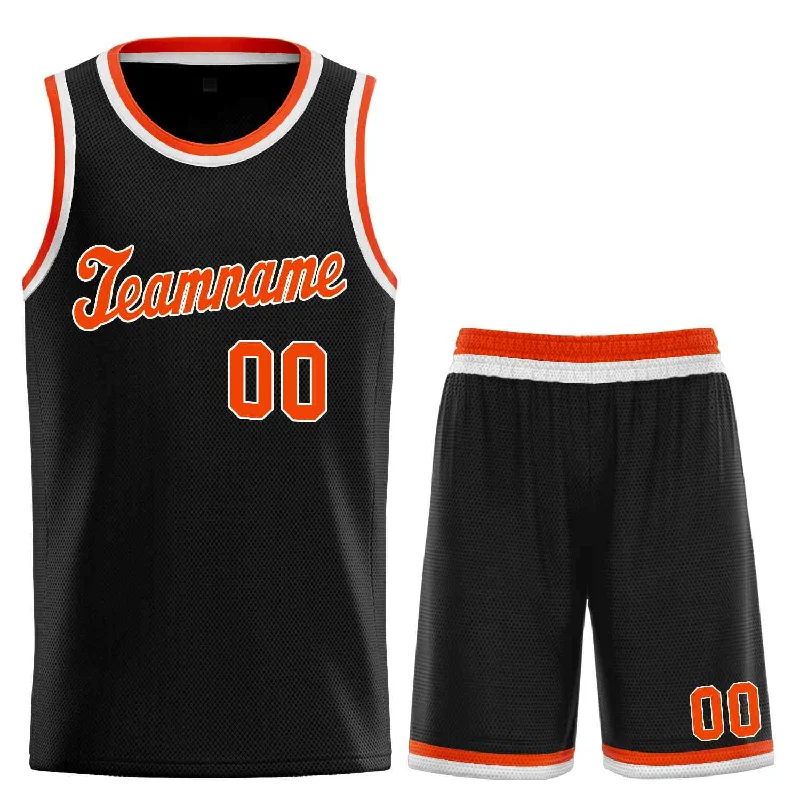 Men's basketball uniform lightweight set -Custom Black Orange-White Classic Sets Sports Uniform Basketball Jersey