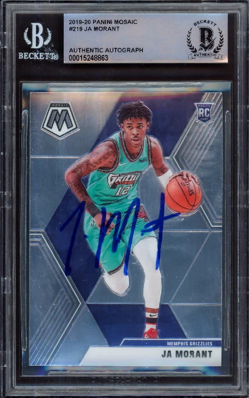 Men's basketball card team sale -Ja Morant Autographed 2019-20 Panini Mosaic Rookie Card #219 Memphis Grizzlies Beckett BAS #15248863