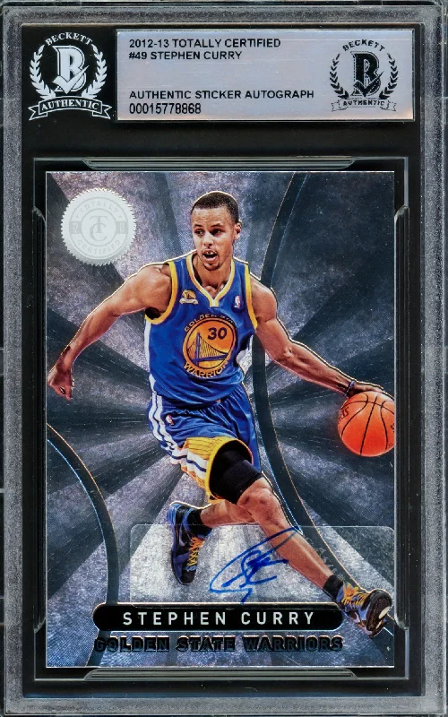 Men's basketball card custom combo -Stephen Curry Autographed 2012-13 Panini Totally Certified Card #49 Golden State Warriors Beckett BAS Stock #216837