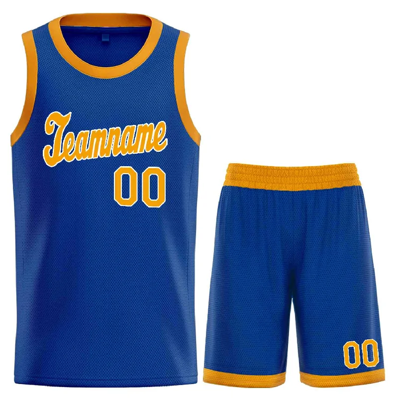 Men's basketball uniform moisture control -Custom Royal Yellow-White Classic Sets Sports Uniform Basketball Jersey