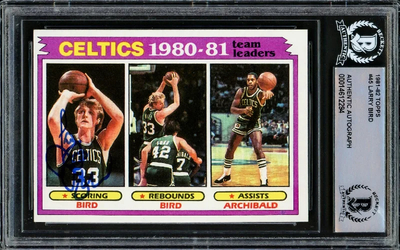 Men's basketball card team treasury -Larry Bird Autographed 1981-82 Topps Card #45 Boston Celtics Beckett BAS #14612294