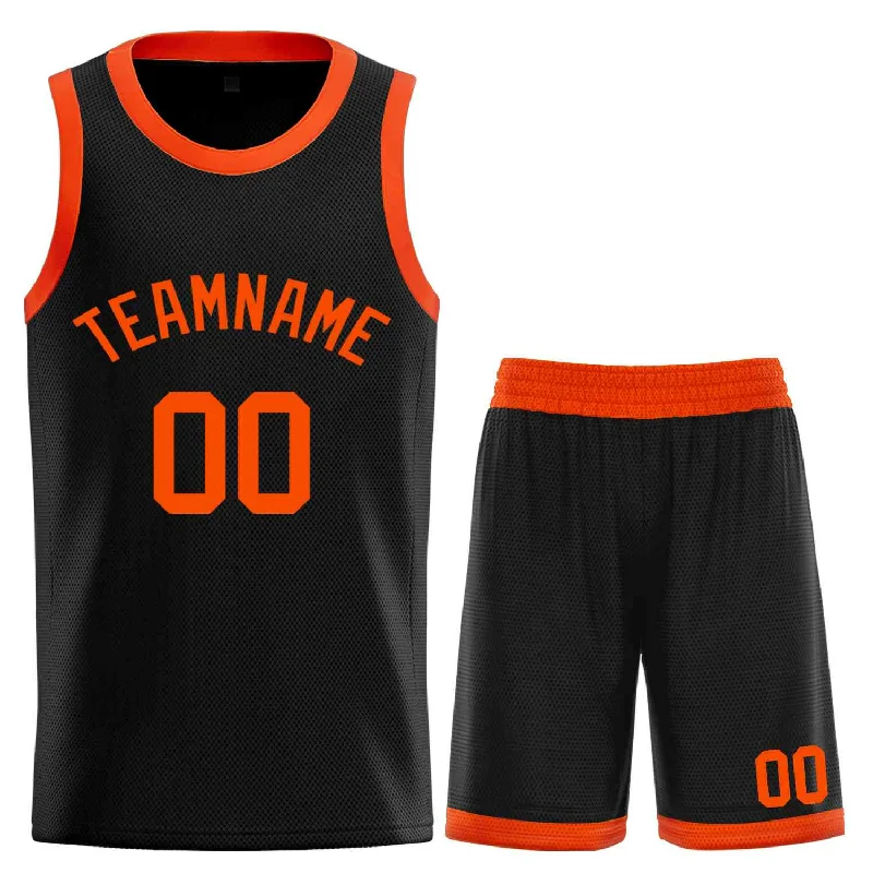 Men's basketball uniform pro team gear -Custom Black Orange-Classic Sets Curved Basketball Jersey