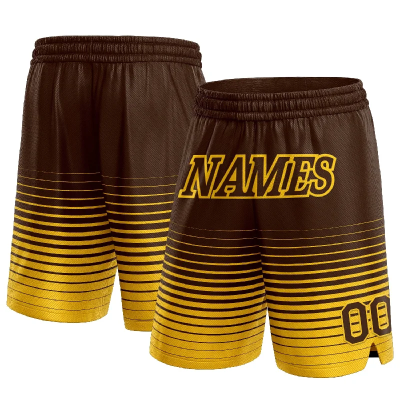 Men's basketball shorts relaxed-pro -Custom Brown Yellow Pinstripe Fade Fashion Authentic Basketball Shorts