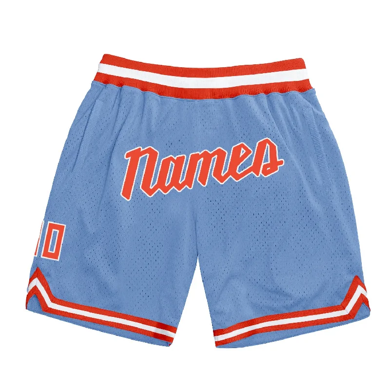 Men's basketball shorts performance-hybrid -Custom Light Blue Orange-White Authentic Throwback Basketball Shorts