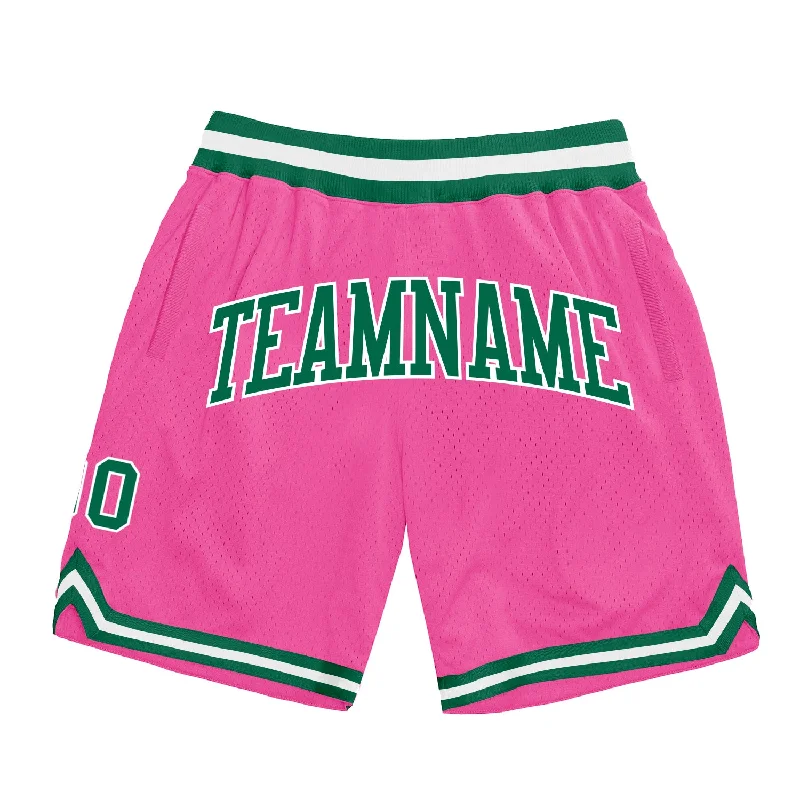 Men's basketball shorts dynamic-team -Custom Pink Kelly Green-White Authentic Throwback Basketball Shorts