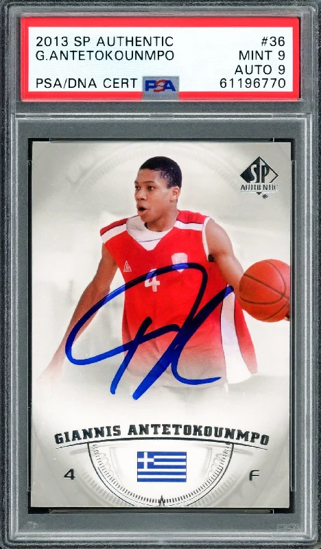 Men's basketball card quality package -Giannis Antetokounmpo Autographed 2013 SP Authentic Rookie Card #36 Milwaukee Bucks PSA 9 Auto Grade Mint 9 PSA/DNA #61196770