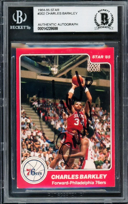 Men's basketball card sport set -Charles Barkley Autographed 1984-85 Star Rookie Card #202 Philadelphia 76ers Vintage Signature Beckett BAS #14228688