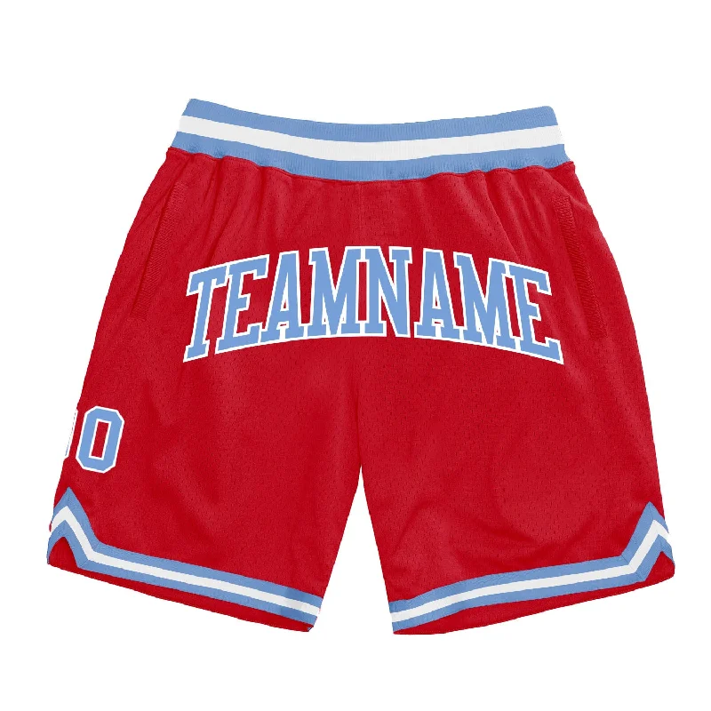 Men's basketball shorts rugged-team -Custom Red Light Blue-White Authentic Throwback Basketball Shorts