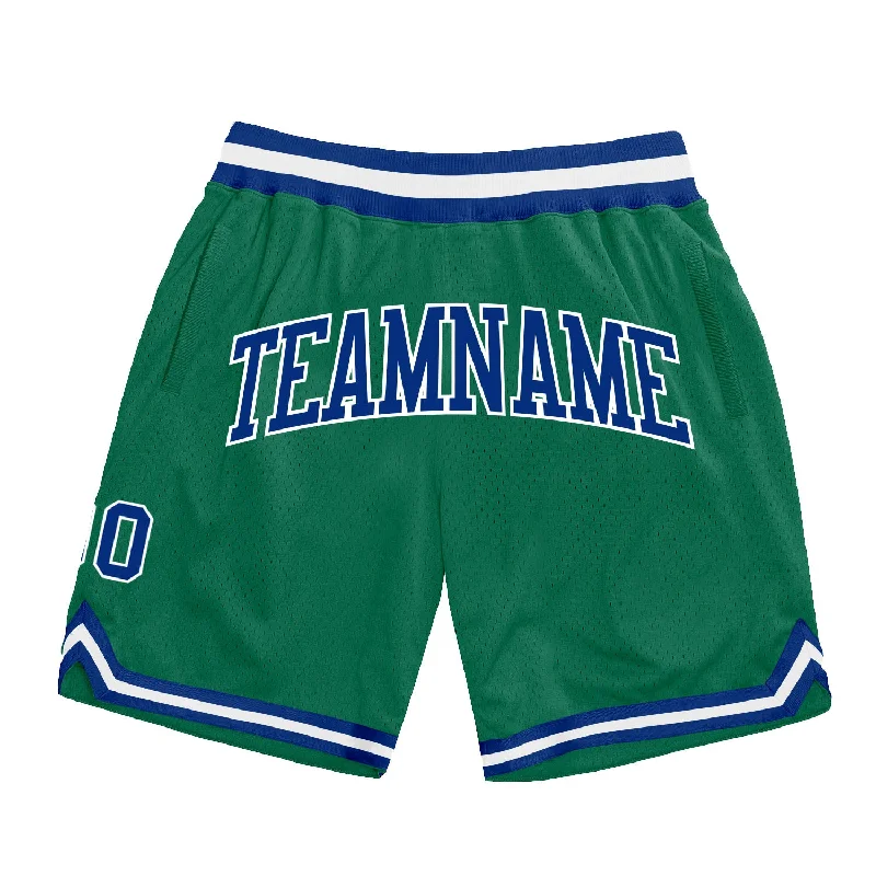 Men's basketball shorts bold-dynamic -Custom Kelly Green Royal-White Authentic Throwback Basketball Shorts