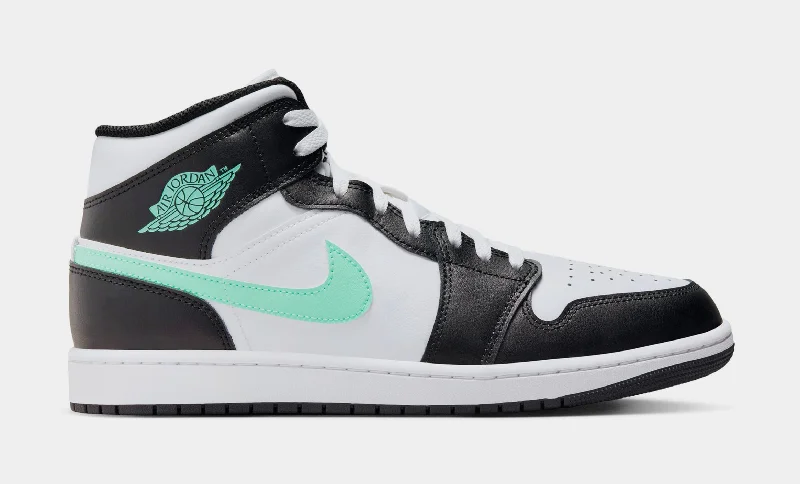 Basketball shoes sleek-pro -Air Jordan 1 Mid Mens Lifestyle Shoes (White/Green Glow/Black)