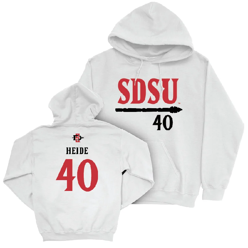 Men's hoodies modern-cut -SDSU Men's Basketball White Staple Hoodie - Miles Heide #40